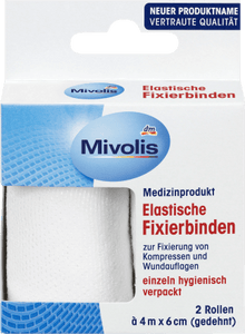 Mivolis, Elastische Fixierbinden, 6 cm x 4 m (gedehnt), 2 Rollen, 8 m