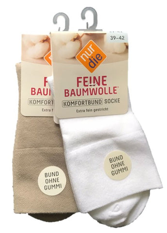 NUR DIE Socke Feine Baumwolle Komfort, Gr. 35-38, weiß, 1 Paar