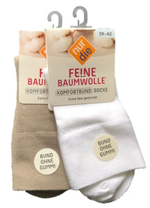 NUR DIE Socke Feine Baumwolle Komfort, Gr. 39-42, weiß, 1 Paar